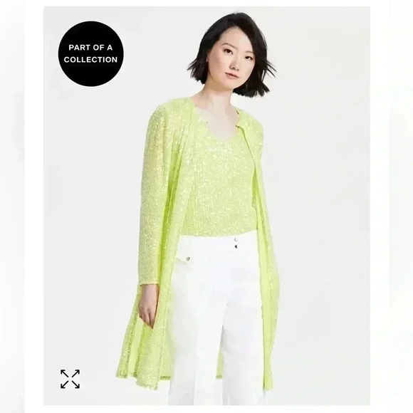 Anne  Klein Sequinned Duster side slit cardigan sz S - Picture 7 of 8